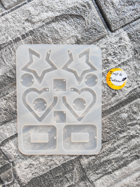 Star earring mould resin with star and heart shapes for crafting unique jewelry pieces