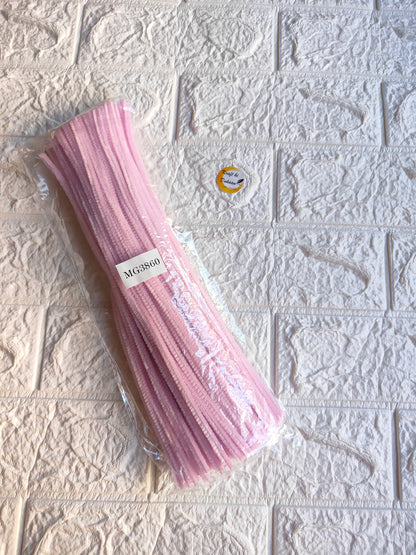 Pipe cleaner plain pack of 100, light pink pipe cleaners in clear wrapper