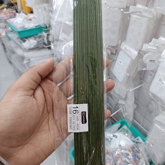 12 in thick green floral metal wire stem sticks, bundled in clear plastic