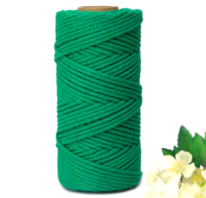 Macrame cotton thread spool, green teal 3mm, 100m