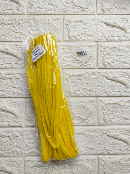 Yellow pipe cleaner stems, plain, 8mm, bundled pack of 100 A1