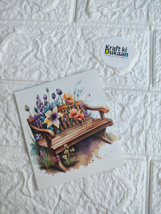 Mini color sticker sheet with floral cart illustration and multicolor flowers