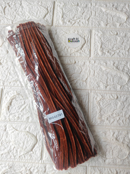 7mm pipe cleaner pack of 100, brown straight stems in plastic wrap
