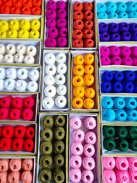 Rakhi thread roll set, multicolor small thread balls in compartment tray