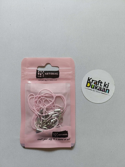 Light pink rope keychain set with silver lobster clasps, packaged in pouch