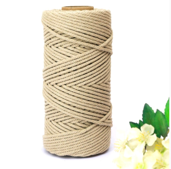 Macrame cotton thread spool, beige 3mm, 100m