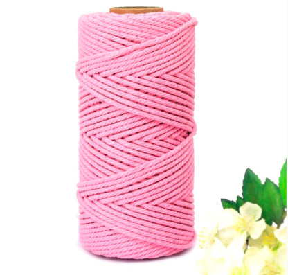 Macrame cotton thread spool, pale pink color, 3mm twisted cord wound on a reel