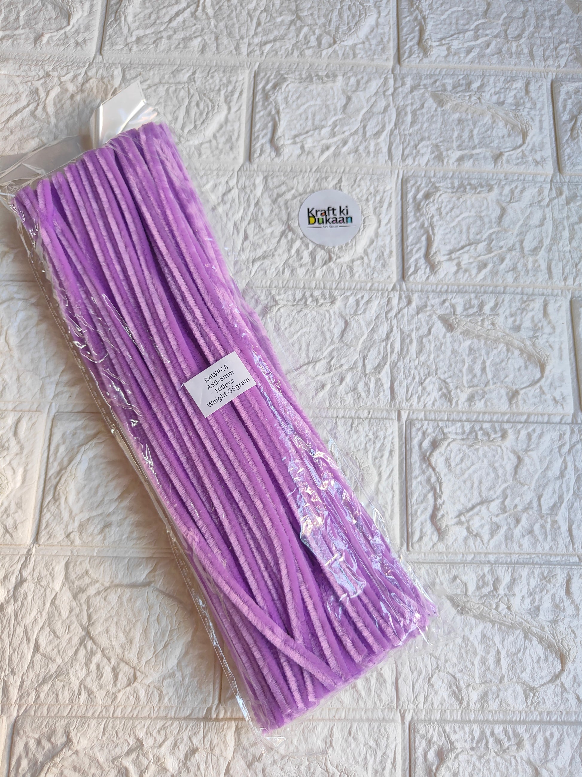 Light purple pipe cleaner stems, 8 mm, pack of 100