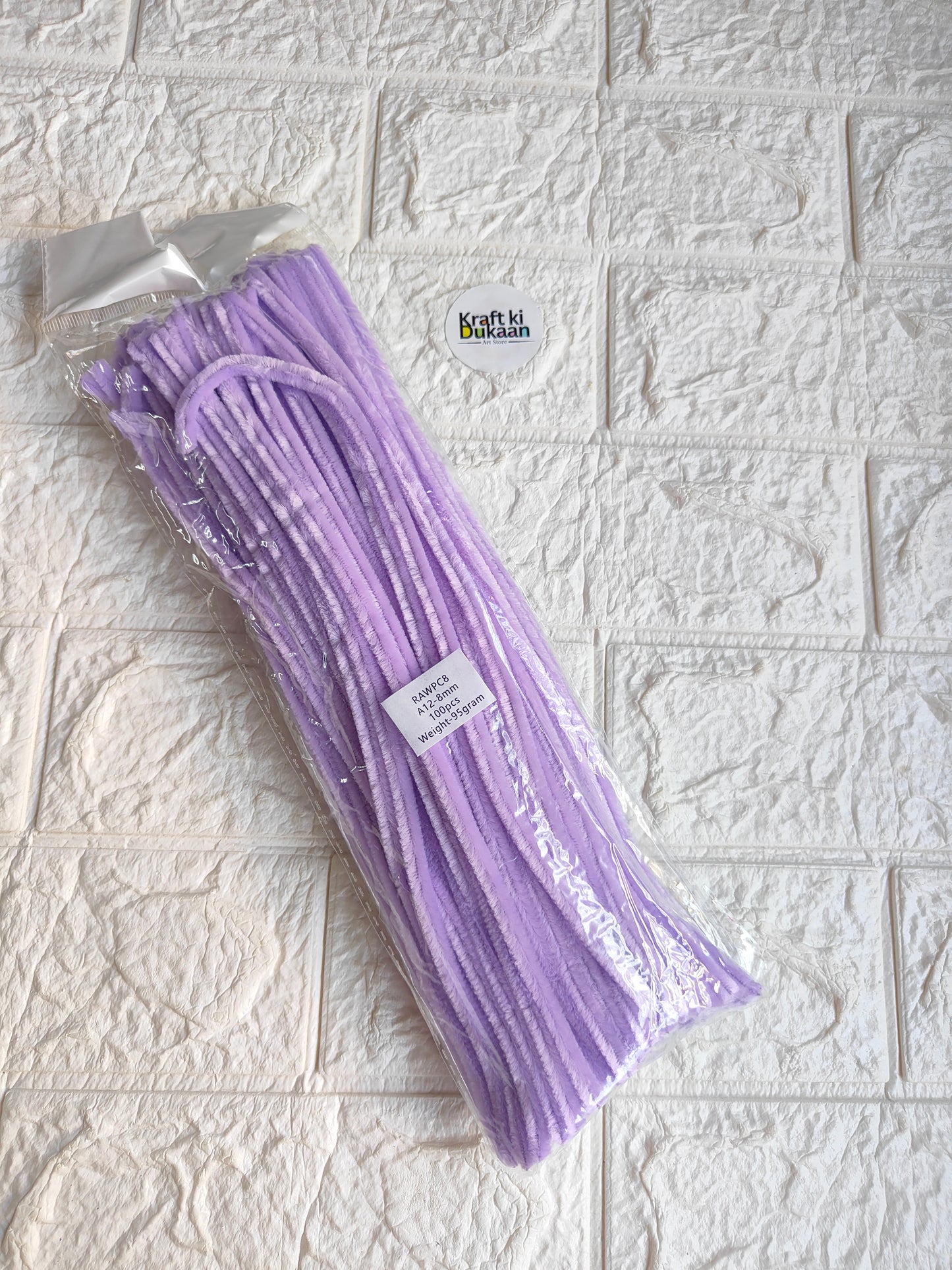 Lavender purple pipe cleaner stems, 8 mm, pack of 100
