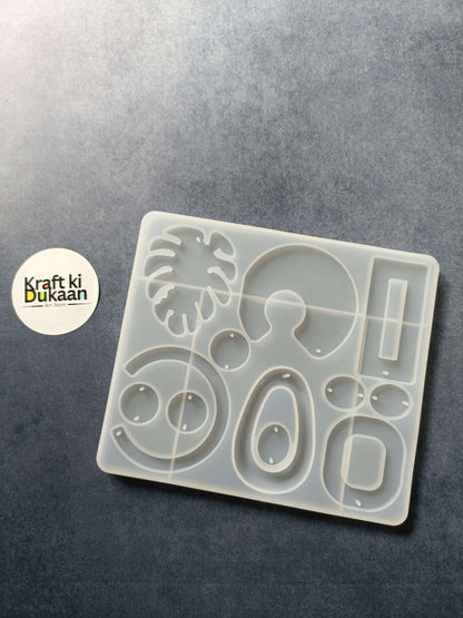 Jewellery resin casting mould with 12 shaped cavities