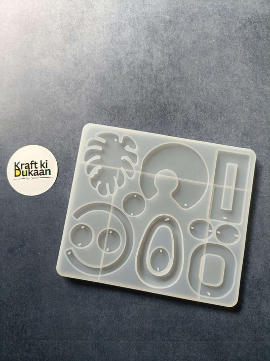 Jewellery resin casting mould with 12 shaped cavities