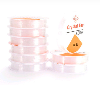 Elastic bracelet string spool with stacked clear coils, 0.8mm thickness