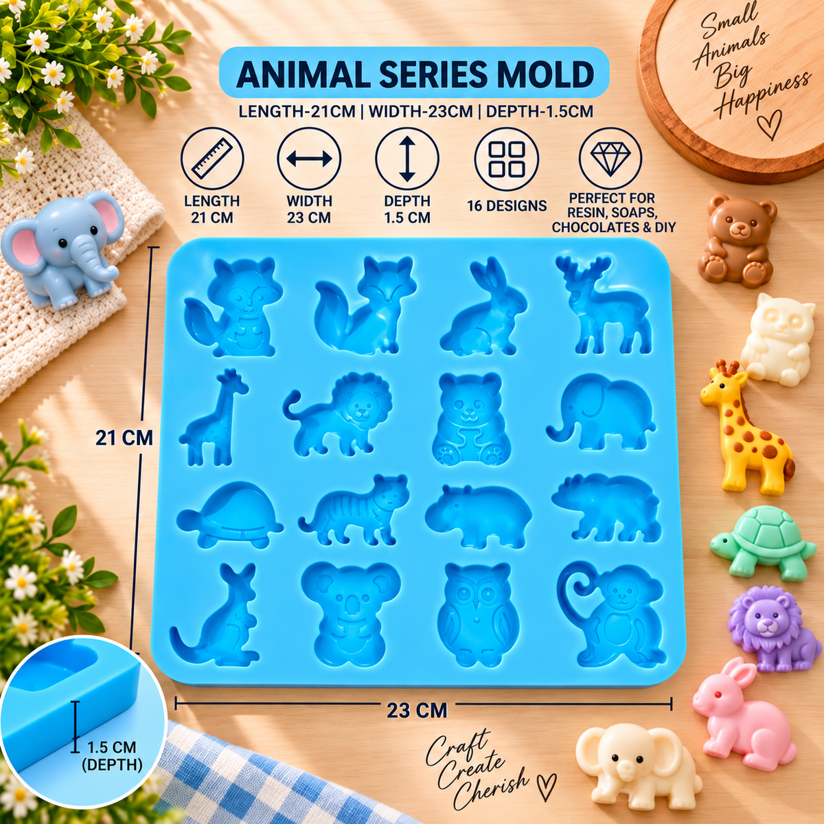 16 Cavity Animal Silicon Mould
