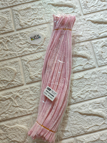 Pipe cleaners, light pink pack of 100 in clear bag