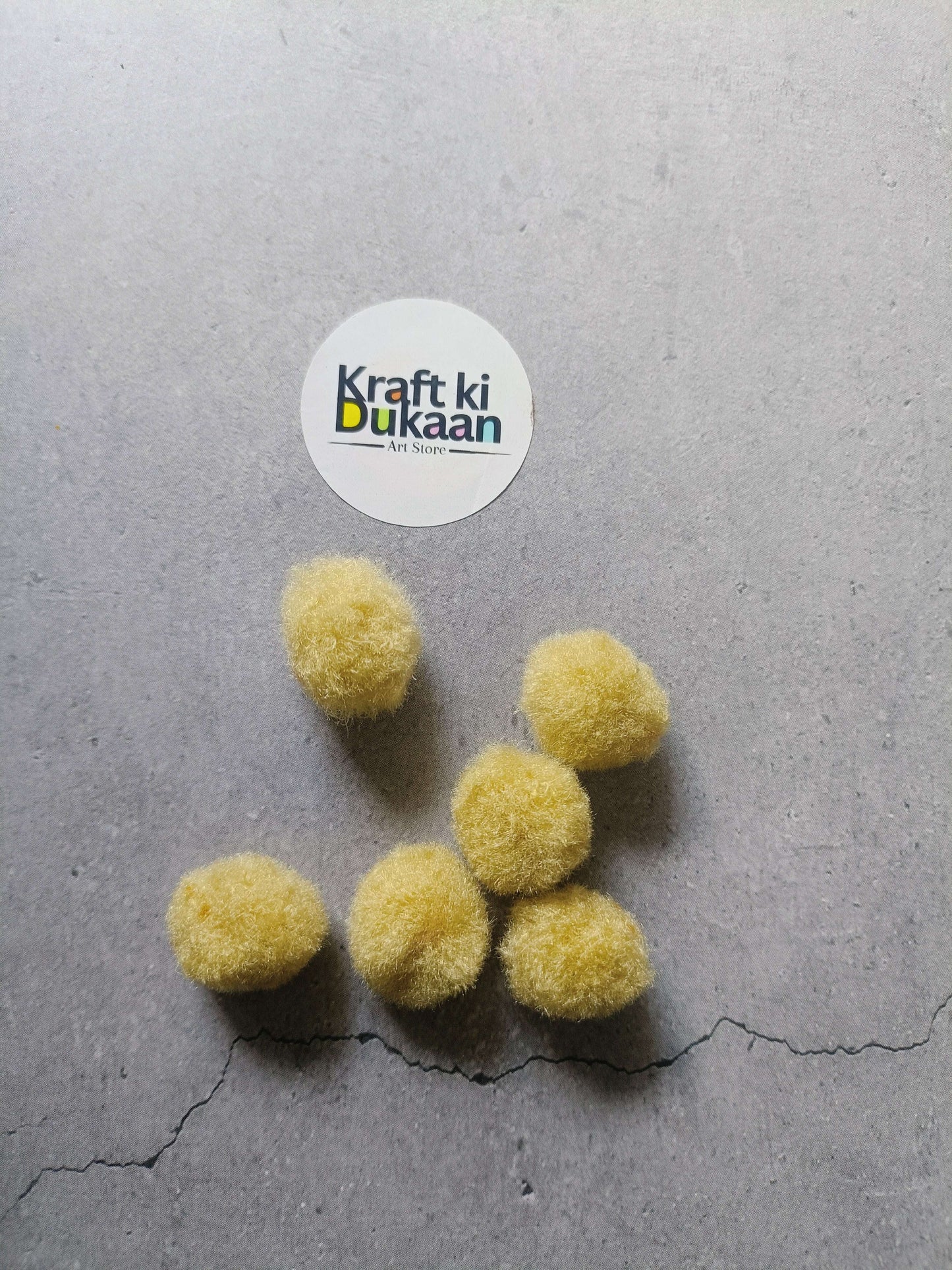 Light yellow pom-pom balls, 2 cm fuzzy spheres, small craft balls for decor