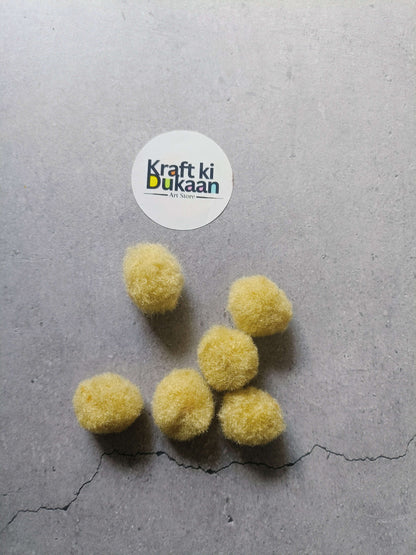 Light yellow pom-pom balls, 2 cm fuzzy spheres, small craft balls for decor