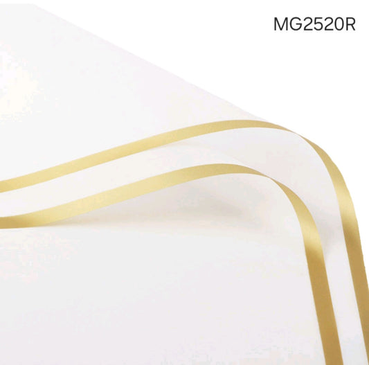 Wrapping paper sheet with gold stripe design, pale base