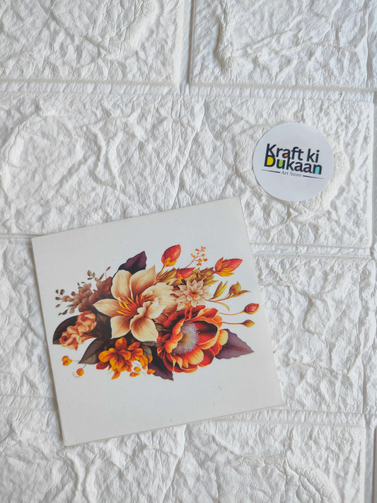 Mini colour sticker sheet with multicolored floral bouquet stickers on white