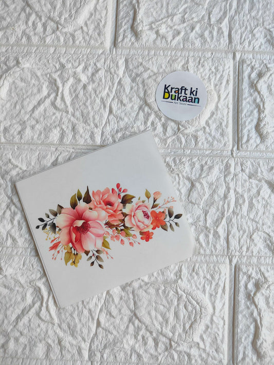 Floral sticker sheet with pink and orange blooms and greenery