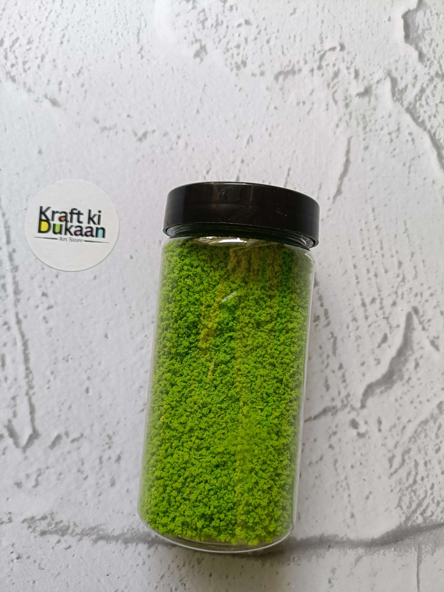Artificial Grass Powder, light green granular turf powder in 25g jar