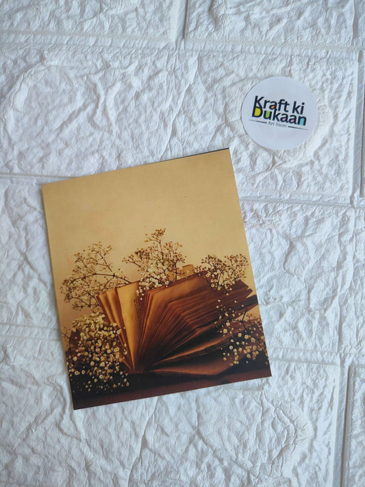 Mini colour sticker sheet with warm brown fan-like design and small flower dots