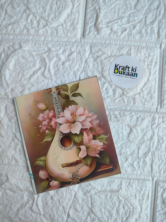 Mini color sticker sheet with floral guitar and butterfly motifs