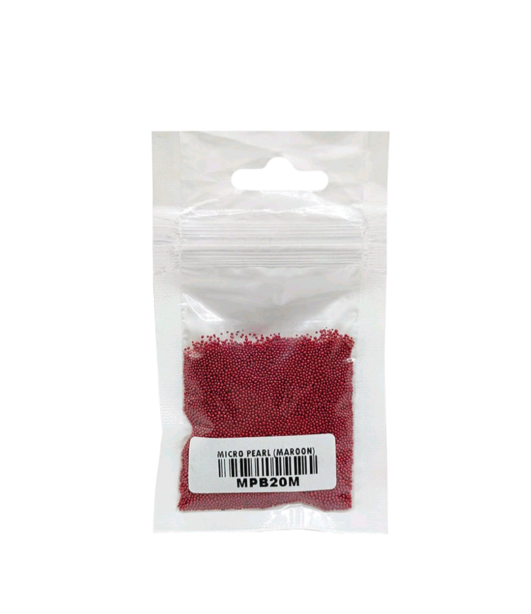 Maroon micro pearl beads in clear resealable bag, 20 g
