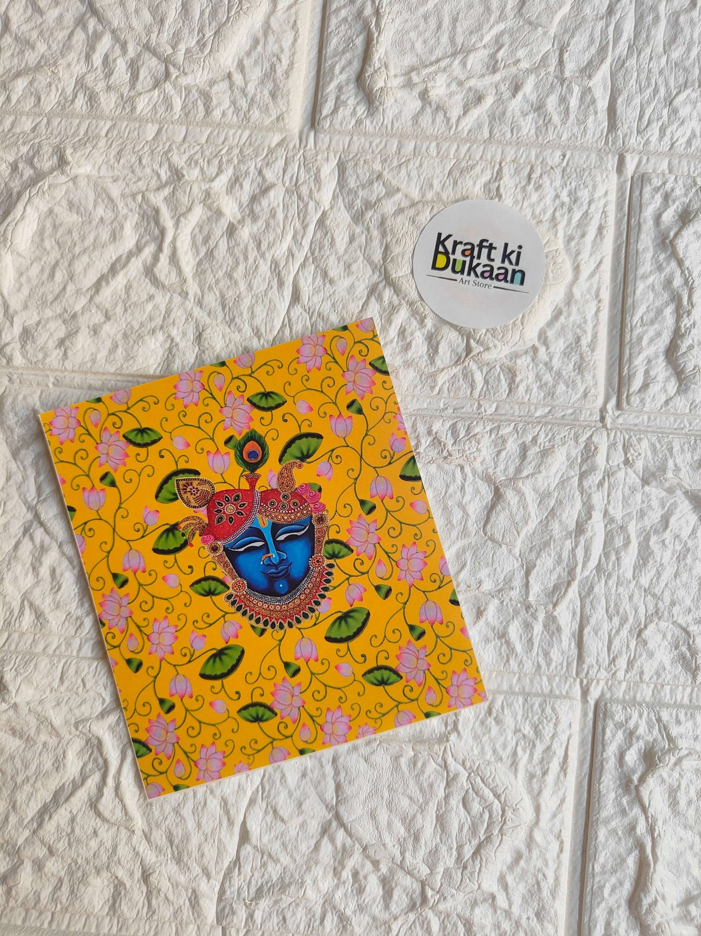 Mini colour sticker sheet with colorful floral pattern and blue face illustration