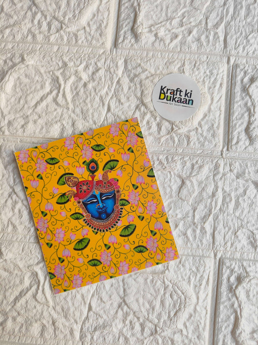 Mini colour sticker sheet with colorful floral pattern and blue face illustration