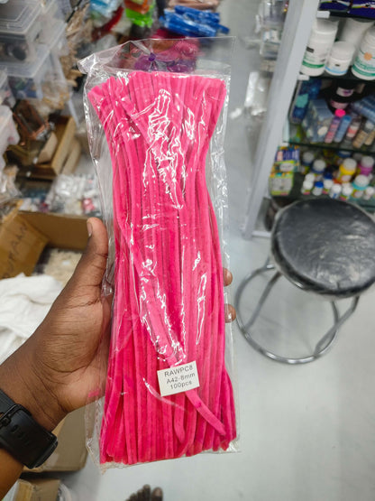 Pipe cleaners 8mm, dark rani pink plain set (100)