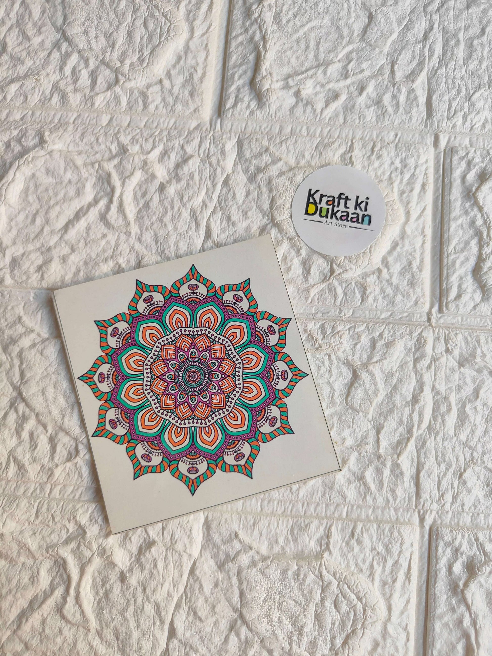 Mini color sticker sheet with colorful mandala pattern, square sheet