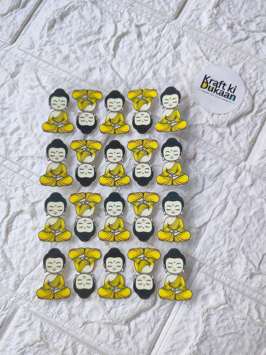 Peel-off UV DTF sticker sheet with cartoon faces holding yellow flowers