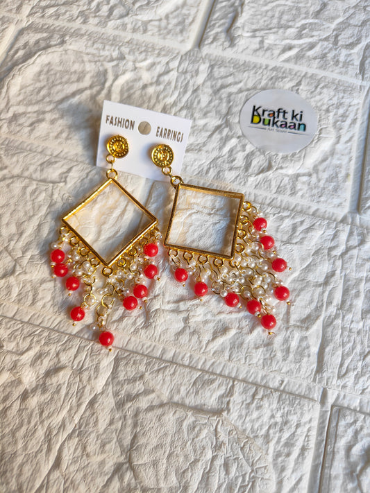Premium Gold Colourful Long Jhumka