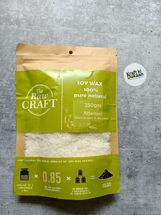 Soy wax bag 250GM, pure natural wax flakes in green/brown pouch