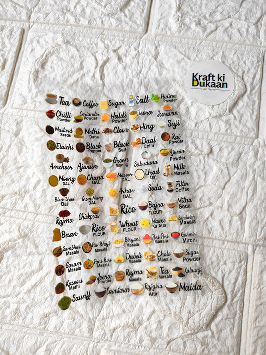 UV DTF peel-off sticker sheet J144, round sheet with coffee and spice word labels