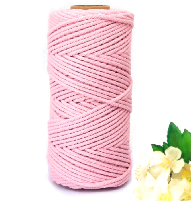 Macrame cotton thread spool, light pink color, 3mm twisted cord wound on a reel