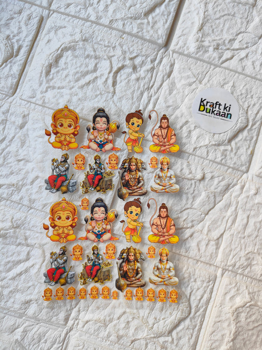UV DTF peel-off sticker sheet with small multicolor cartoon character figures