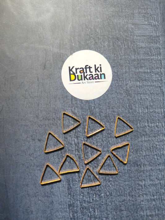 Triangle bezel set (10pc) with gold-tone triangular frames and dark insets