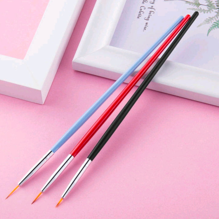 Ultra-thin makeup brush set, three fine-tip brushes with colored handles