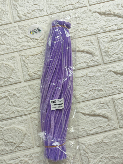Lavender pipe cleaners bundle in clear bag with label, twisty chenille craft sticks