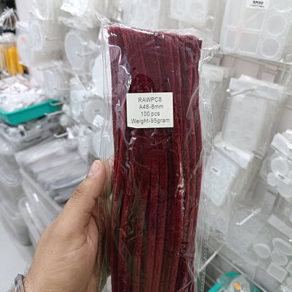 8mm pipe cleaner pack, maroon/burgundy plain 100 pieces in bag