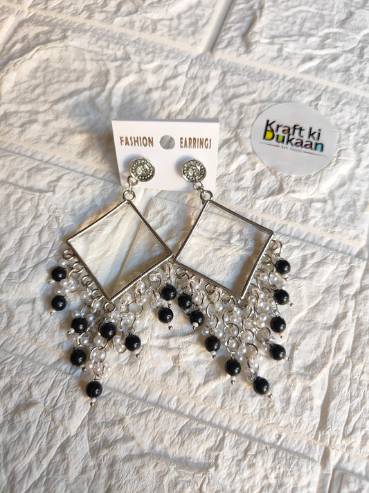 Premium Silver Colourful Long Jhumka