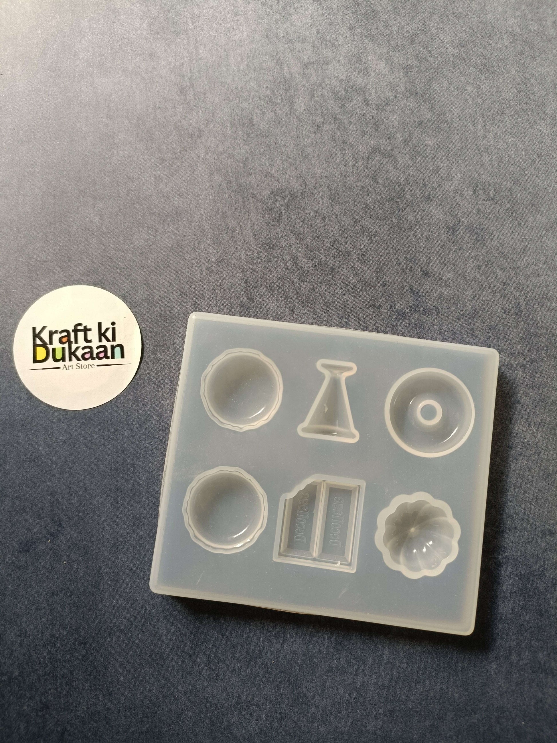 Silicone fruit candy mould with 6 cavity shapes, circular and fruit designs