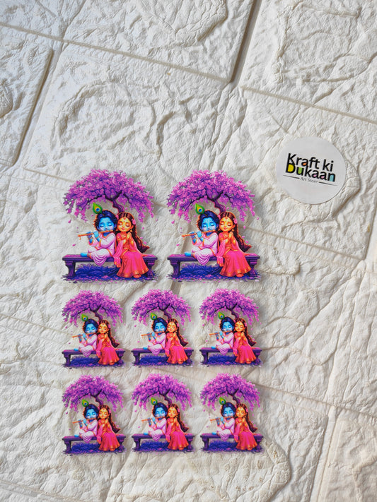 UV DTF peel-off sticker sheet with nine colorful girl-and-doll designs, purple hair accents
