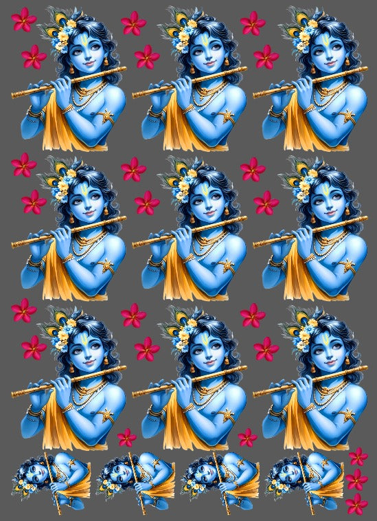 UV DTF peel-off sticker sheet with blue goddess figure stickers and floral accents