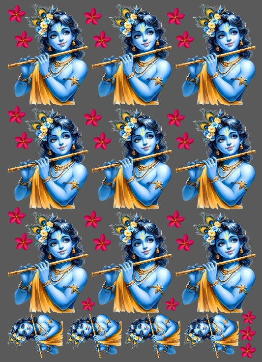 UV DTF peel-off sticker sheet with blue goddess figure stickers and floral accents