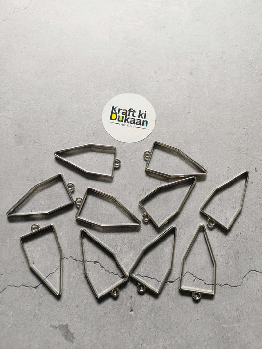 Silver pentagon bezel pendant set of 10 with loop top, plain metal frame