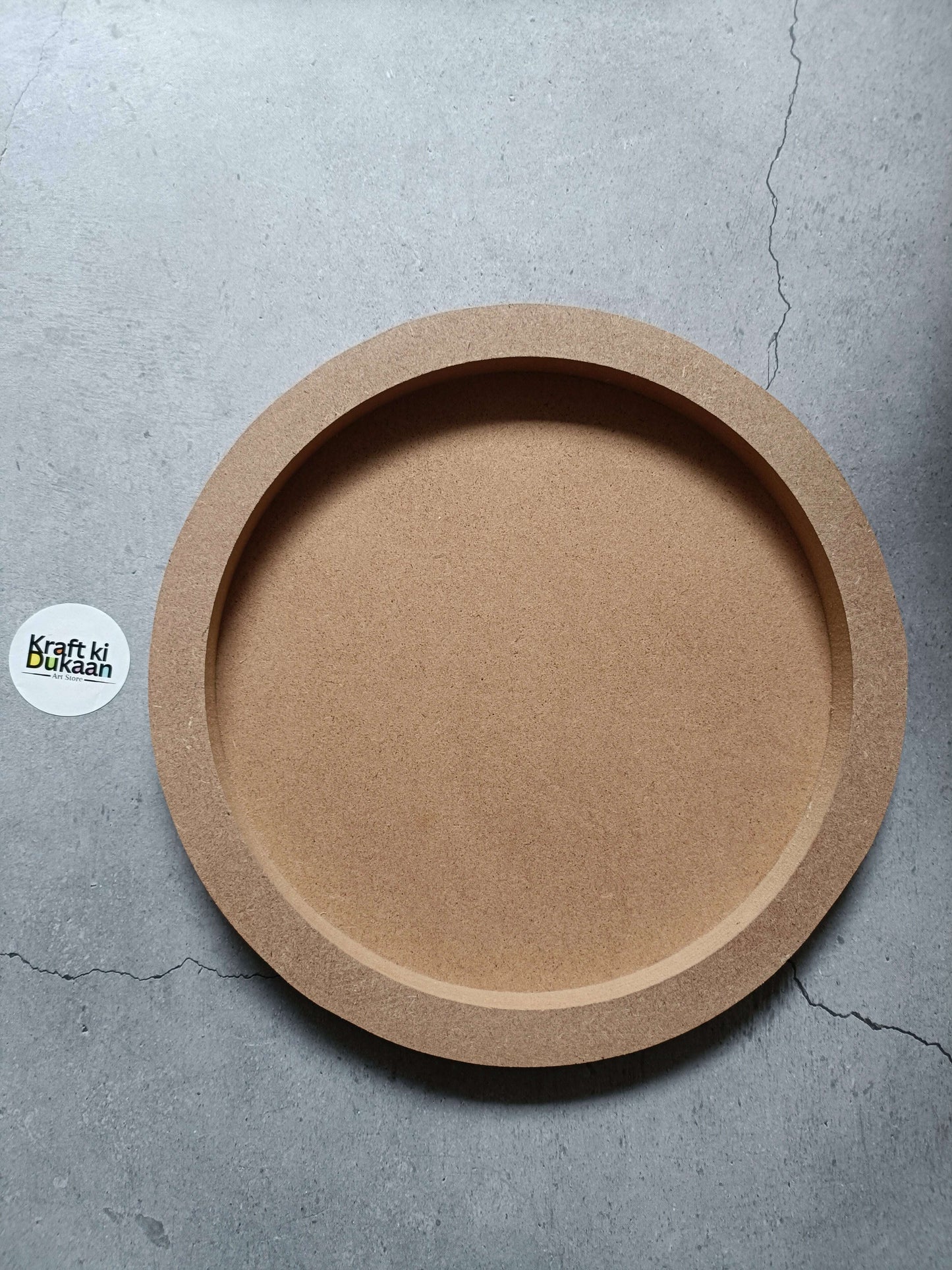 MDF round wall mural with thick tan ring and lighter inner circular border