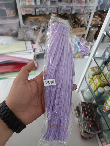 Pipe cleaner bundle in clear bag, lavender purple, crinkled strands