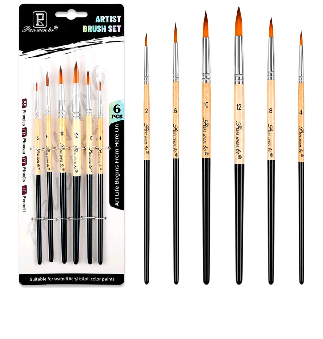 6PC Round Paint Brush Set